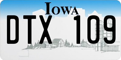 IA license plate DTX109