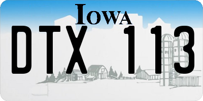IA license plate DTX113