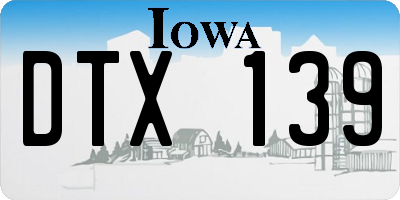 IA license plate DTX139