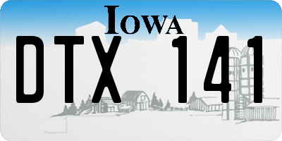 IA license plate DTX141