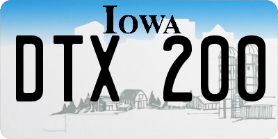 IA license plate DTX200