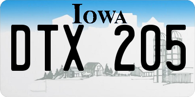 IA license plate DTX205