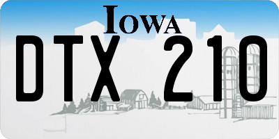 IA license plate DTX210