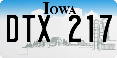 IA license plate DTX217