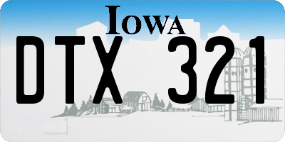 IA license plate DTX321