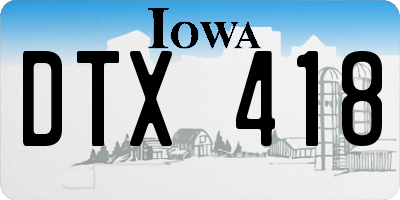 IA license plate DTX418