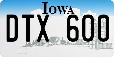 IA license plate DTX600