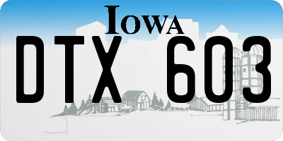 IA license plate DTX603