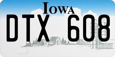IA license plate DTX608