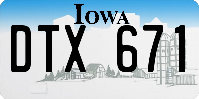 IA license plate DTX671