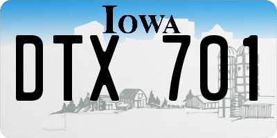IA license plate DTX701