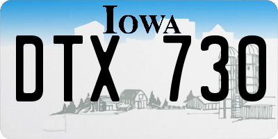 IA license plate DTX730