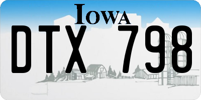 IA license plate DTX798