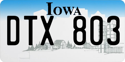 IA license plate DTX803