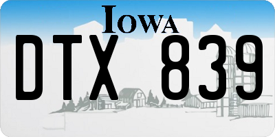 IA license plate DTX839