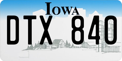 IA license plate DTX840