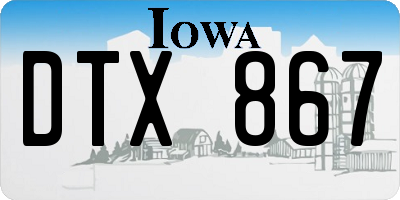 IA license plate DTX867