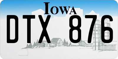 IA license plate DTX876