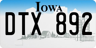 IA license plate DTX892