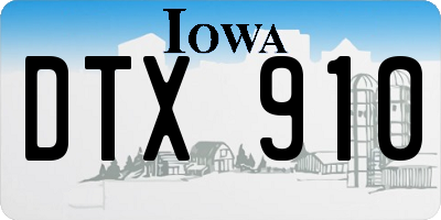 IA license plate DTX910