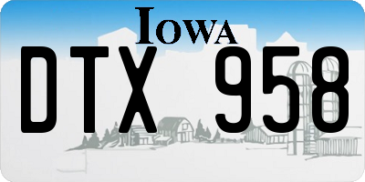 IA license plate DTX958