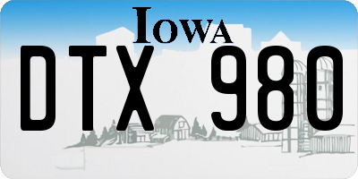 IA license plate DTX980