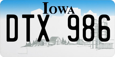 IA license plate DTX986
