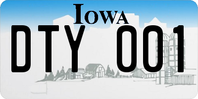 IA license plate DTY001