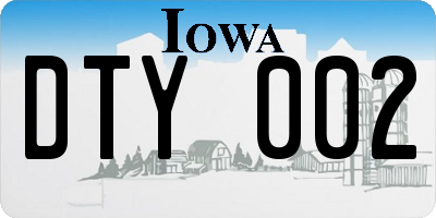 IA license plate DTY002