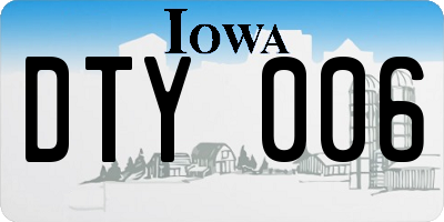 IA license plate DTY006