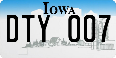 IA license plate DTY007