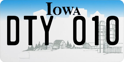 IA license plate DTY010