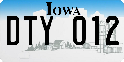 IA license plate DTY012