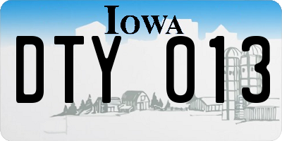 IA license plate DTY013