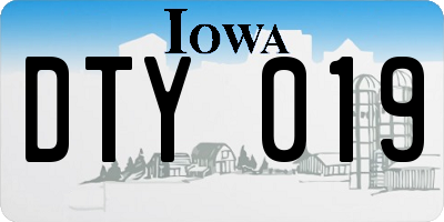 IA license plate DTY019