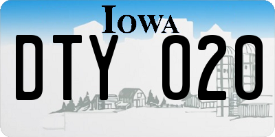 IA license plate DTY020