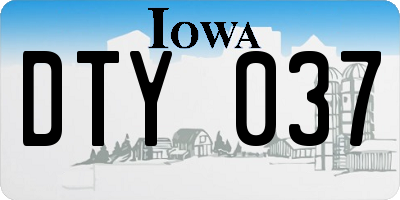 IA license plate DTY037