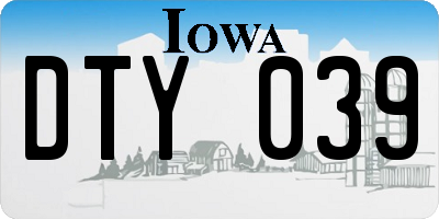 IA license plate DTY039