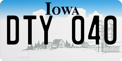 IA license plate DTY040