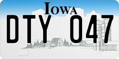 IA license plate DTY047