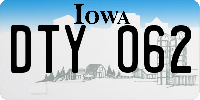 IA license plate DTY062