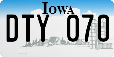 IA license plate DTY070