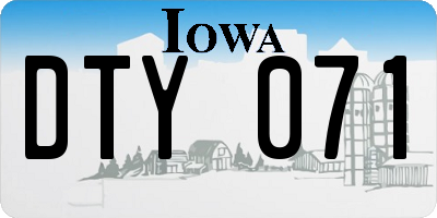 IA license plate DTY071