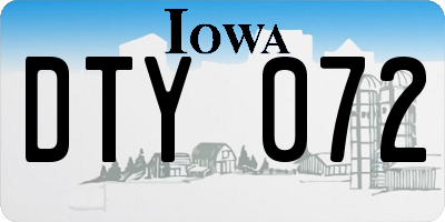 IA license plate DTY072
