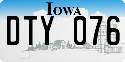 IA license plate DTY076
