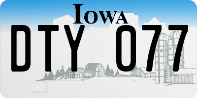 IA license plate DTY077
