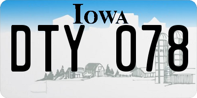 IA license plate DTY078