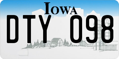 IA license plate DTY098