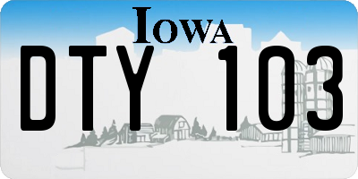 IA license plate DTY103