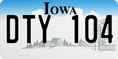 IA license plate DTY104